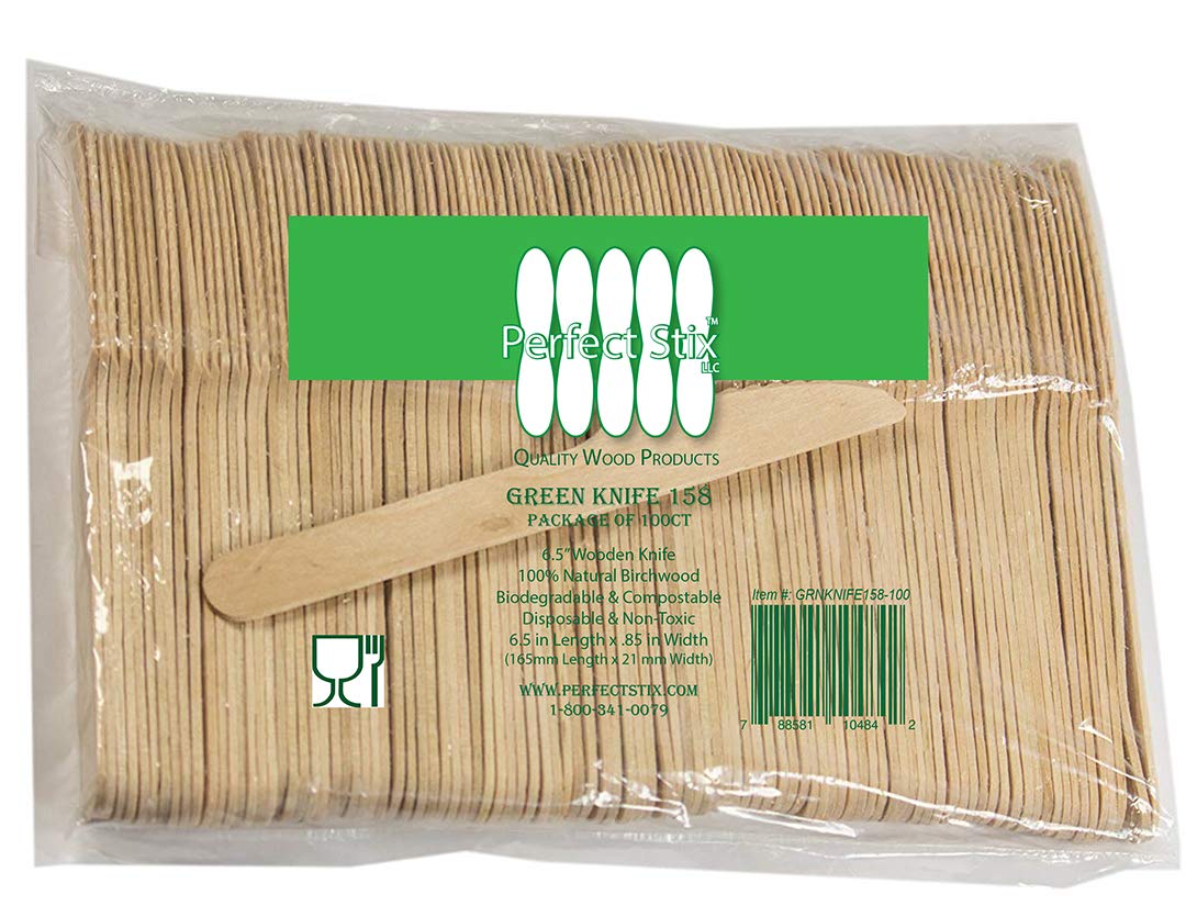Perfect Stix Wooden Disposable Cutlery Knifes 6" length ( pack of 100ct) : Health & Household