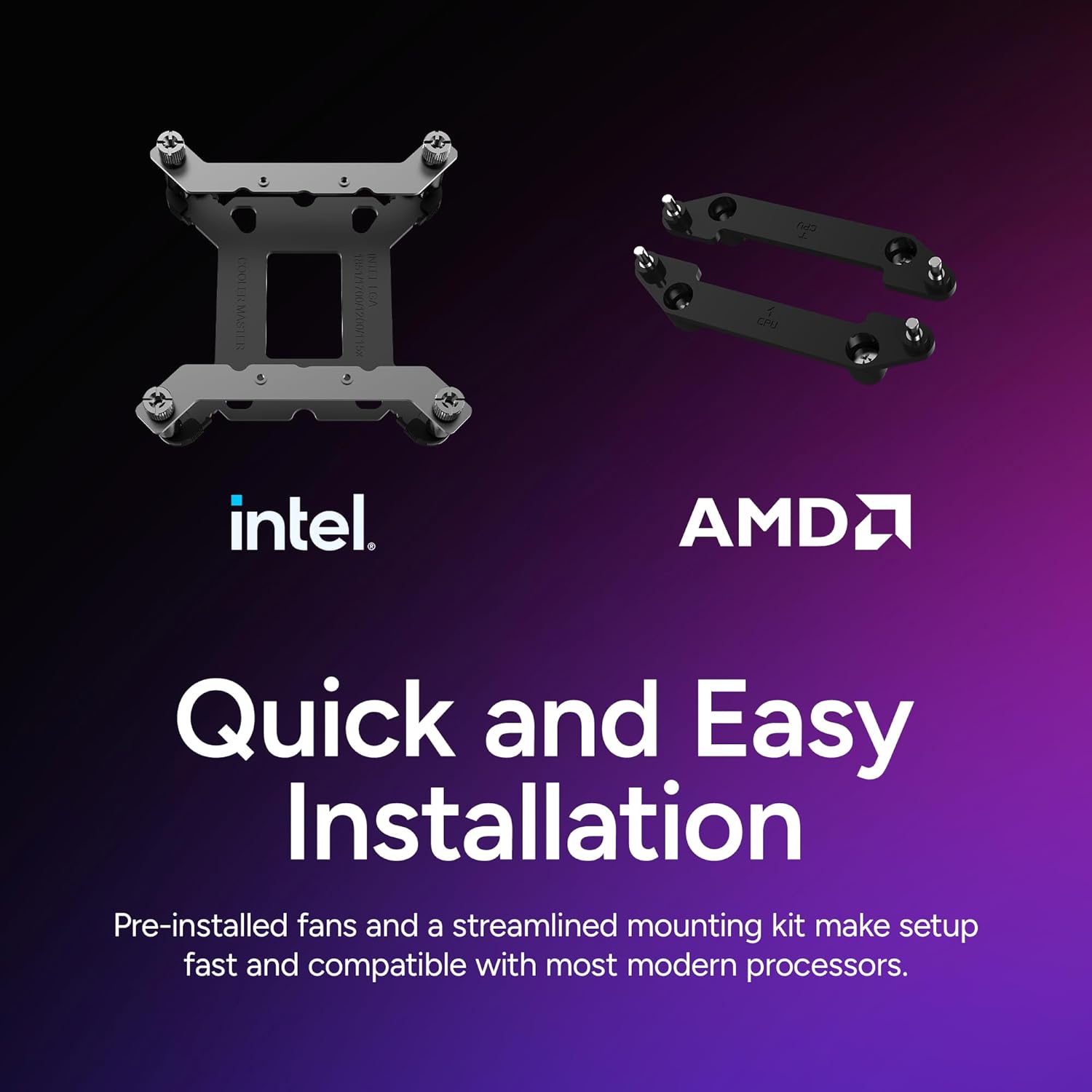 Image showing Intel and AMD mounting brackets for easy installation