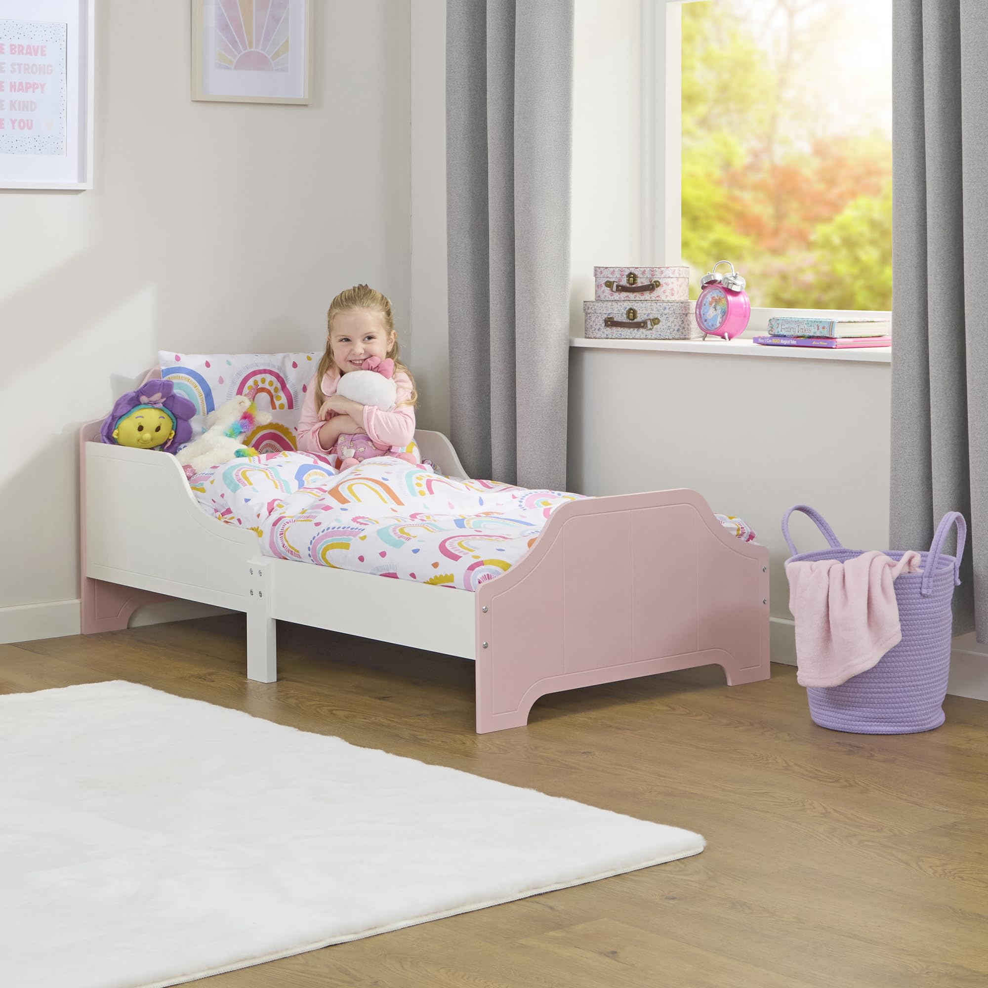Liberty House Toys Two Tone Toddler Bed, White & Pink