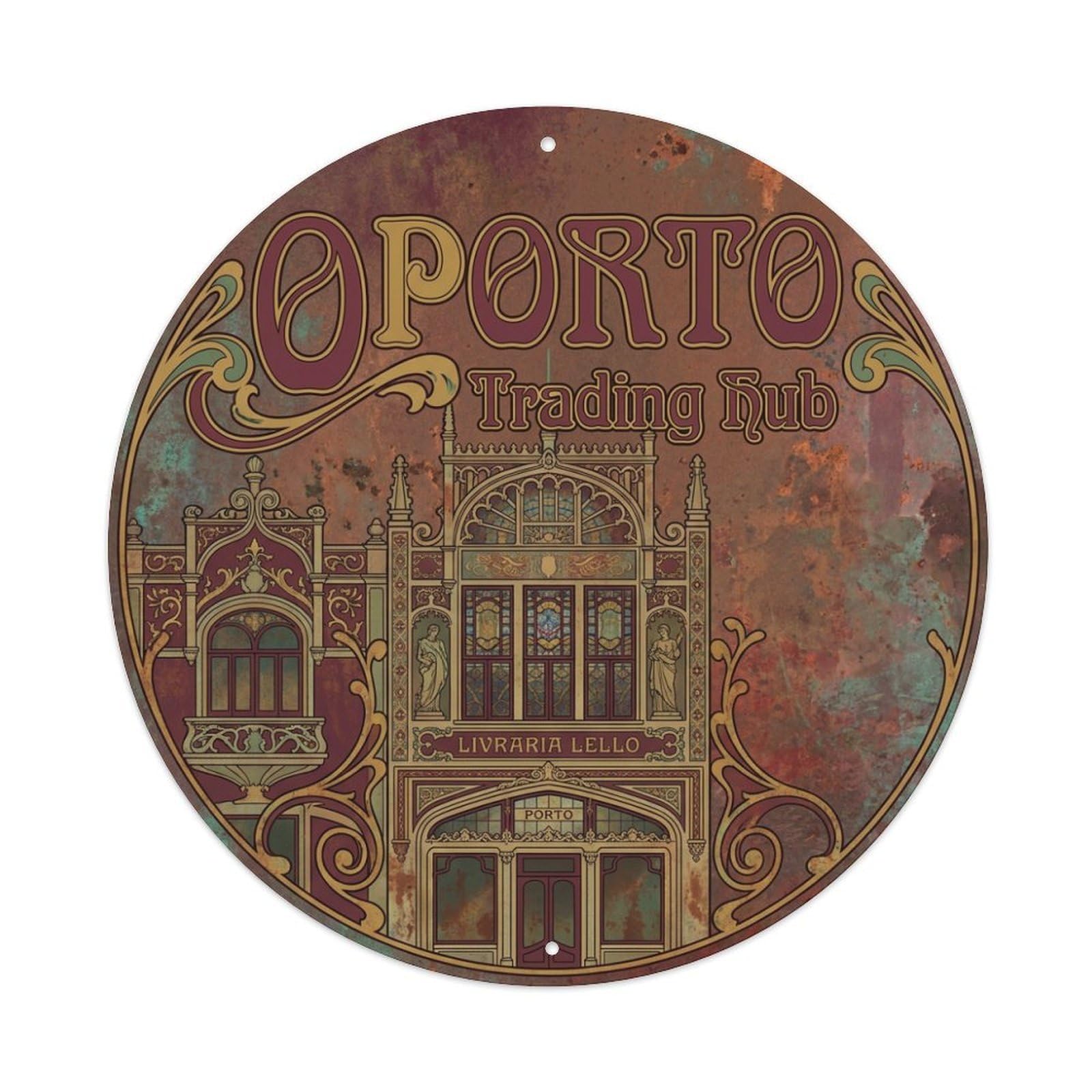 Vintage Travel Oporto Portugal Historic Metal Tin Sign