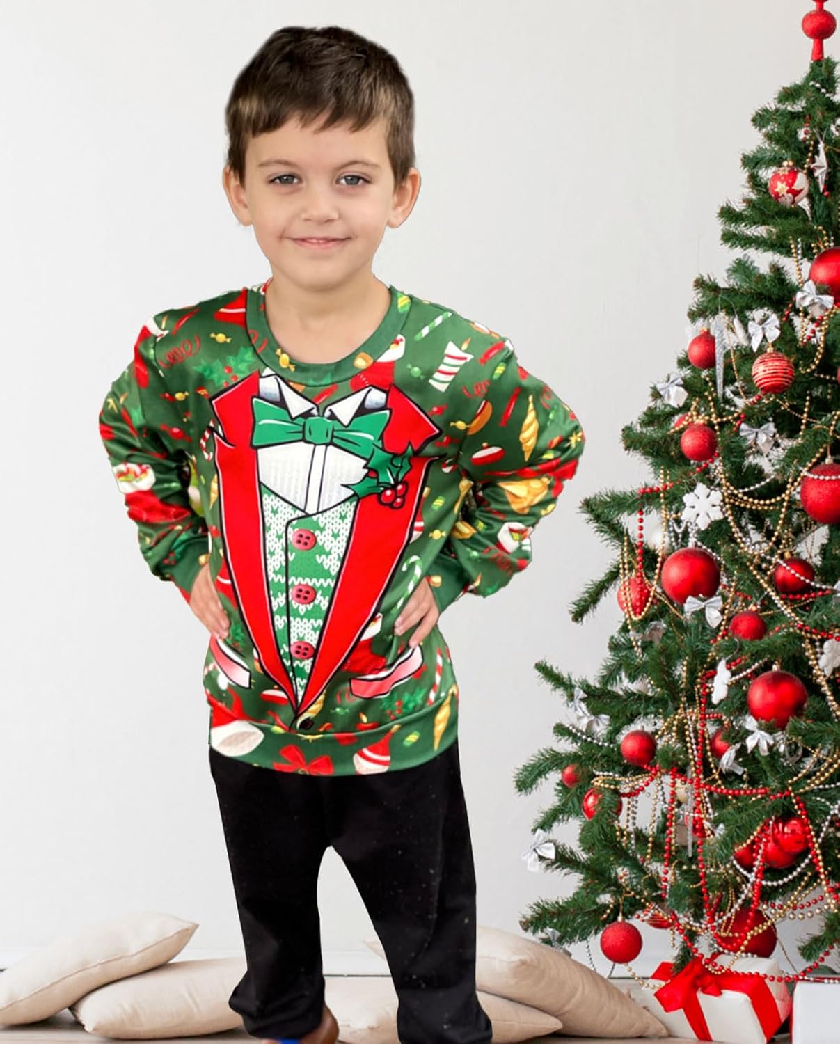tuonroad 6-16t boys girls ugly christmas sweatshirt kids fleece xmas sweater pullover shirts new-2 5-6 years