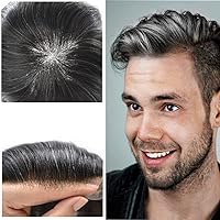 Vista 17 de Toupee para hombres, pieza de cabello completo suizo de encaje para hombre, sistema de reemplazo de cabello humano real para hombres, nudos