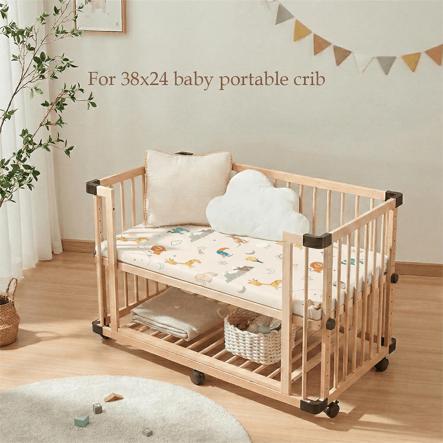 Green Tea 38x24 Mini Crib Mattress-Pack and Play Mattress Pad — view 2