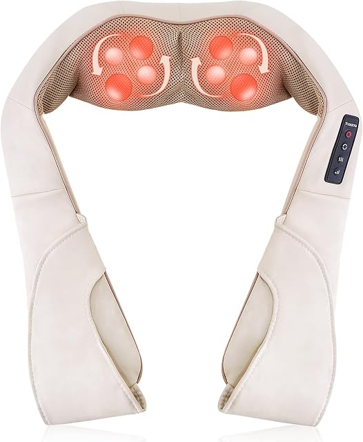 Shiatsu Neck Shoulder Back Massager with Heat - Electric Deep Tissue 3D Kneading Massage Pillow for Lower Back, Calf, Legs, Full Body Muscle Relaxation, Home, Office, and Car Use