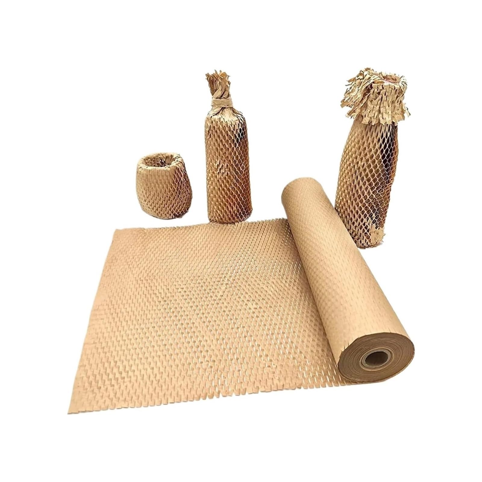 Honeycomb Packaging Paper Roll, Biodegradable Honeycomb Paper Roll Bubble Wrap Multiple Sizes For Moving Packaging(W25cm X L5M)