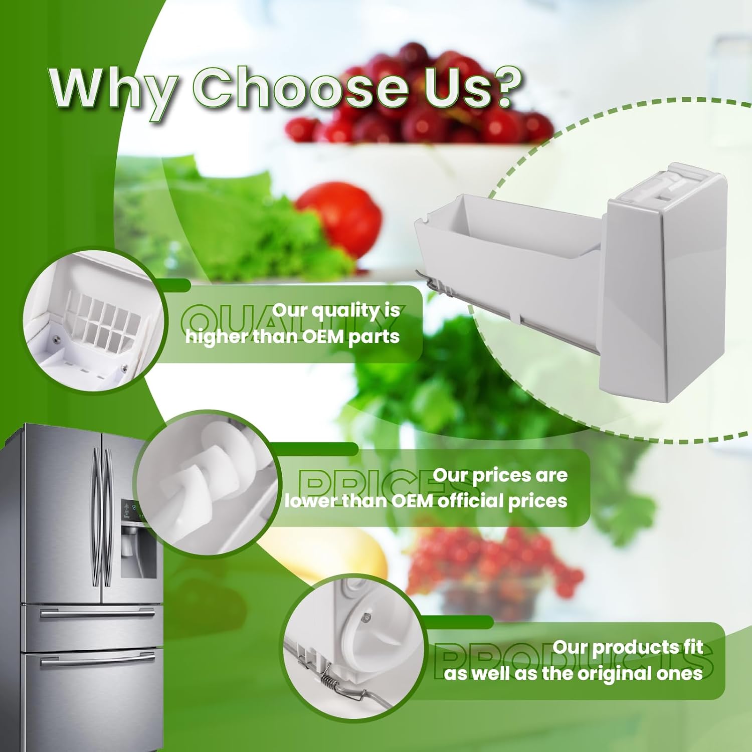 OEM DA97-14474C DA97-14474A DA97-12604D Ice Container Compatible with SAMSUNG RF25 RF263 RF265 RF28 etc Series Refrigerators. Replaces DA97-21040A AP6034185 PS9604454 EAP9604454 PS11766800 DA63-06925A