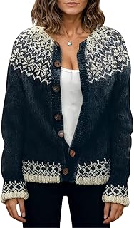 Sponsored Ad - LIZALIG Cardigan for Women Fair Isle Sweater Chunky Cardigan Plus Size Cute Outfits Knit, Vintage Style for...