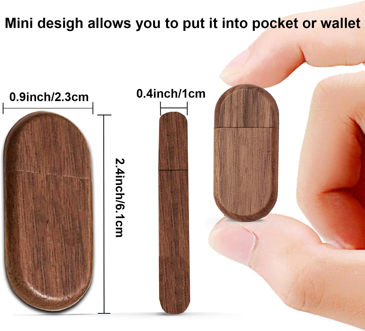 Paquete de 5 unidades de memoria USB de madera de almacenamiento USB 2.0/3.0 con madera (3.0/32GB)