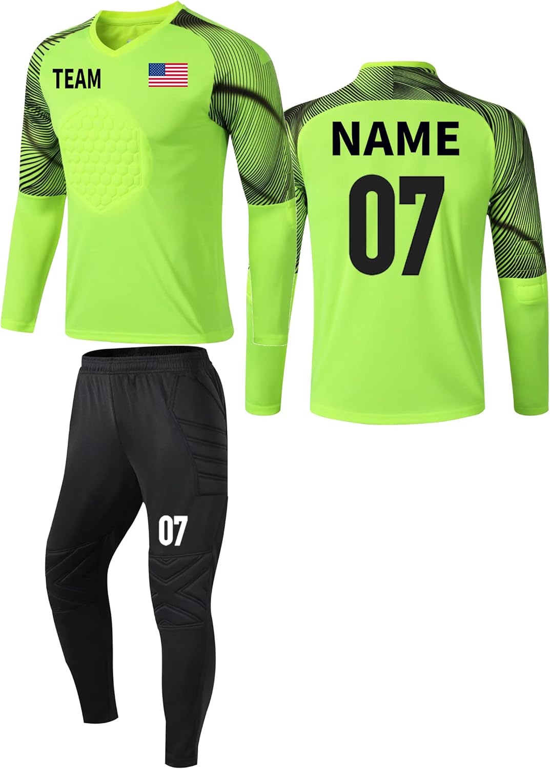 TOMIYO Custom Goalkeeper Padded Jersey Men,Youth Soccer Goalie Shirts and Pants,Adult Long Sleeve Keeper Uniform Kit