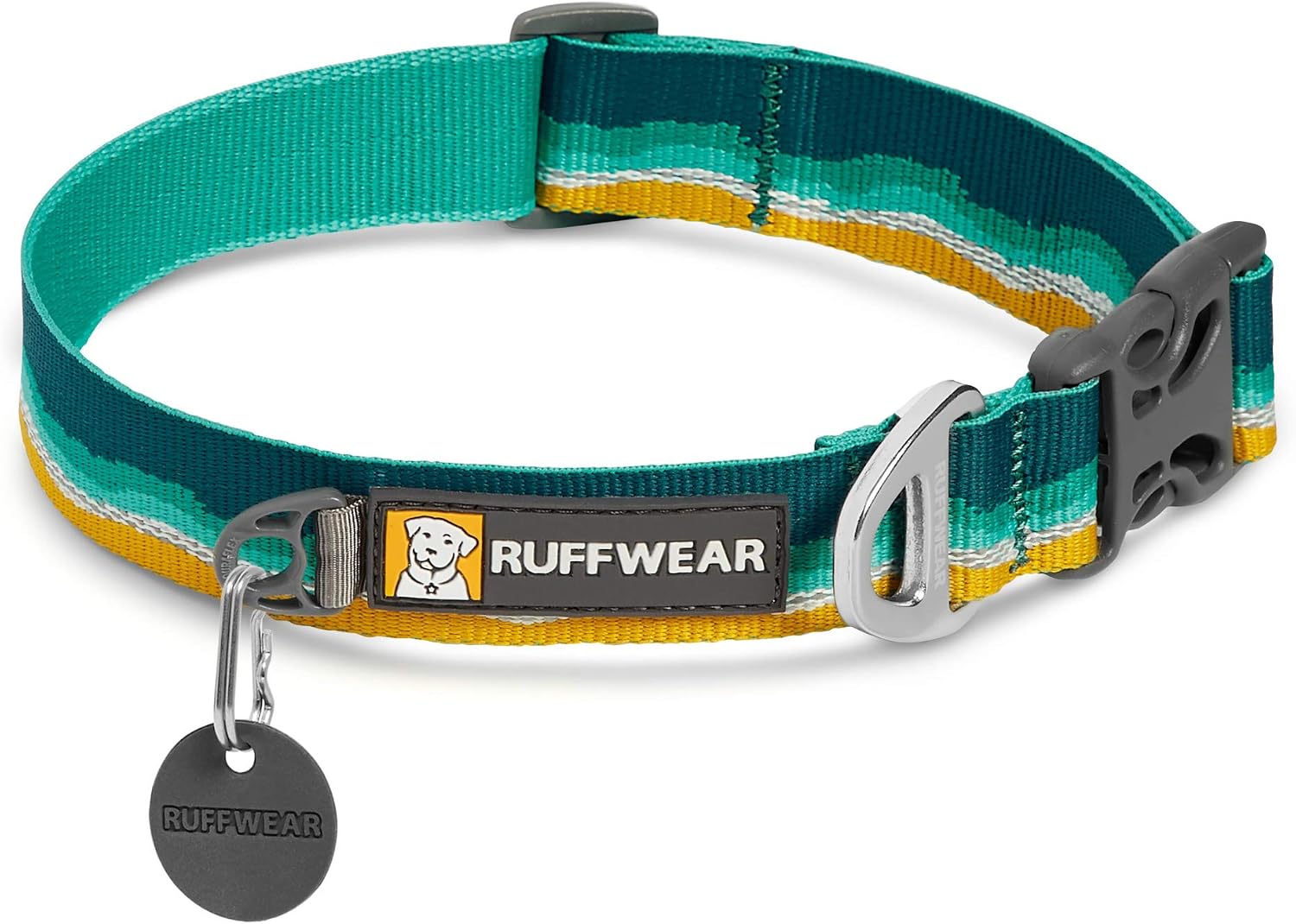 RUFFWEAR Crag Dog Collar, Reflective and Comfortable Collar for Everyday Use Seafoam, 11"-14"