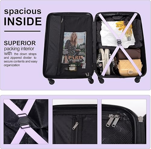 Vista 6 de Travelhouse Juego de equipaje, maletas rígidas expandibles de 24 pulgadas28 pulgadas, 20 pulgadas, juego de 3 piezas de equipaje de viaje con ruedas