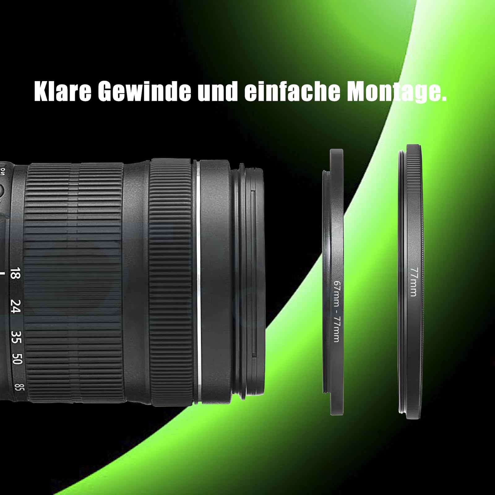 Adapter filtra 37-55 mm Step-Up Ring (2 sztuki), do wszystkich marek filtrów UV/ND/CPL, metalowy adapter filtra pierścieniowego do pierścieni Step-Up (37-55 mm)