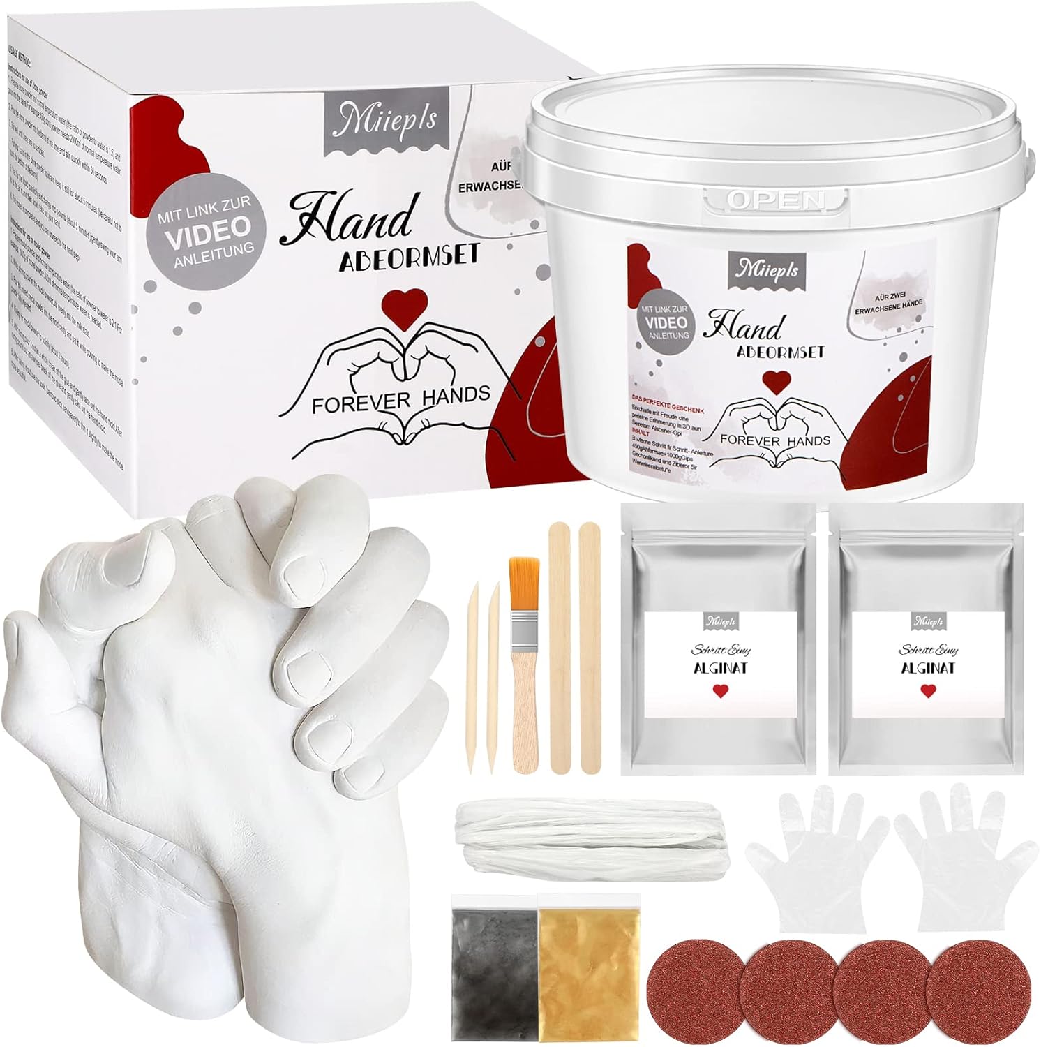 Kit Calco Mani Coppia, Alginato per Calchi, Kit per Calco in Gesso per