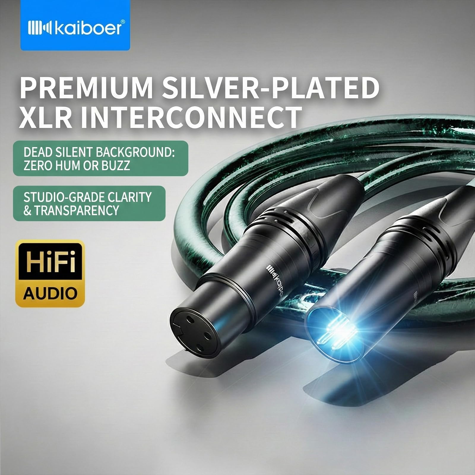 Cable de micrófono XLR, cable de audio equilibrado de grado profesional con cobre chapado en plata de 21 AWG, blindaje del 95% de cobre estañado, macho a hembra para estudio, mezclador