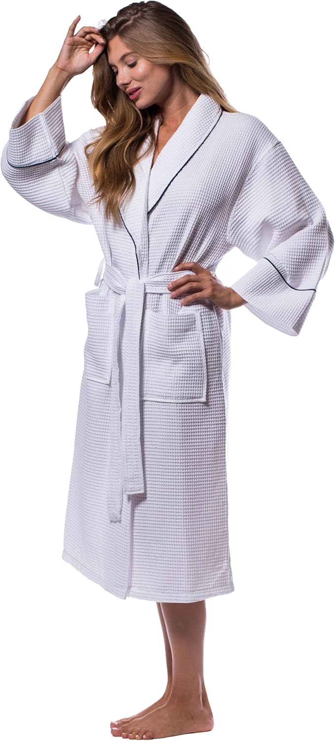 Turquaz Lightweight Full-Length Robes For Women Waffle Kimono Bathrobe - Soft, Fast-Drying, Long-Lasting Cotton Blend Unisex - Image 2