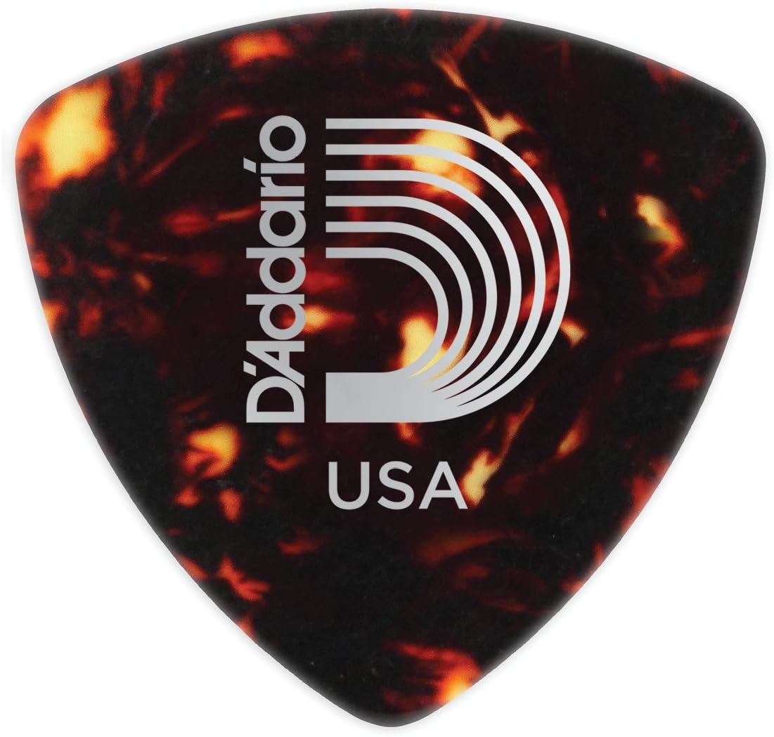 D'Addario Black Celluloid Guitar Picks, 100 pack, Light, Wide Shape