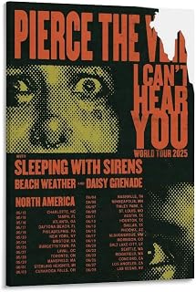 Pierce The Veil By I CAN’T HEAR YOU WORLD TOUR 2025 Canvas Poster Print Wall Art Decor Paintings for Living Room Bedroom Decoration Frame-style 16x24inch(40x60cm)