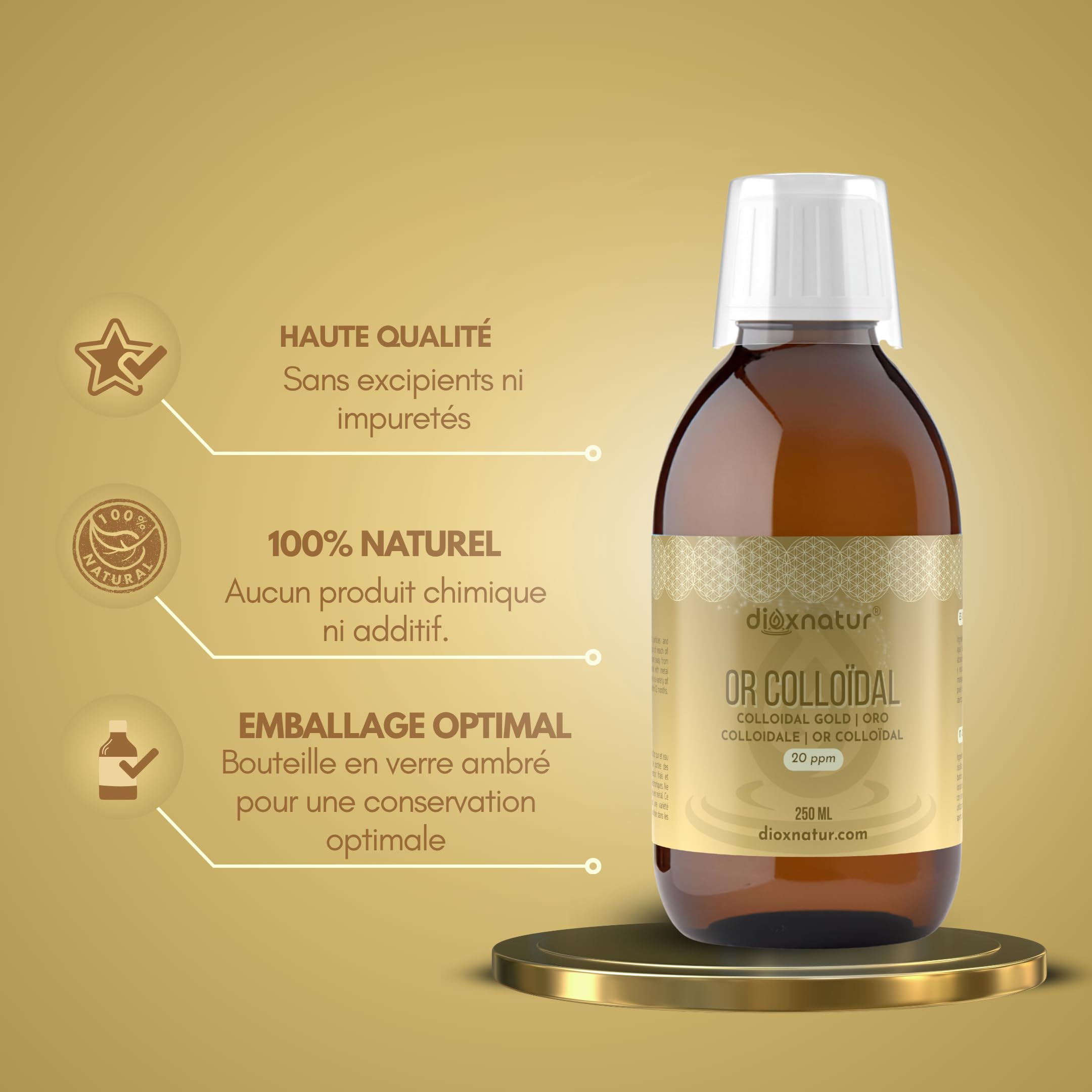 Or colloïdal 20 ppm 250 ml Étiquette FR
