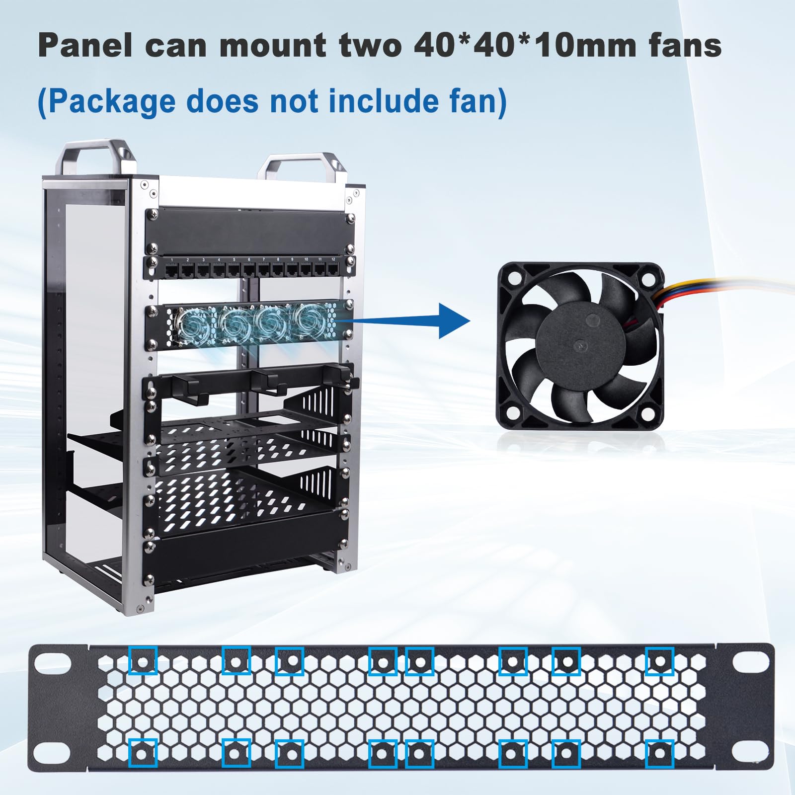GeeekPi Pannello vuoto ventilato 1U da 25,4 cm, piastra di montaggio per rack DeskPi RackMate T0/T1/T2/T0 Plus/T1 Plus/TL1 e rack per server rack da 10" (nero, 2 pezzi)
