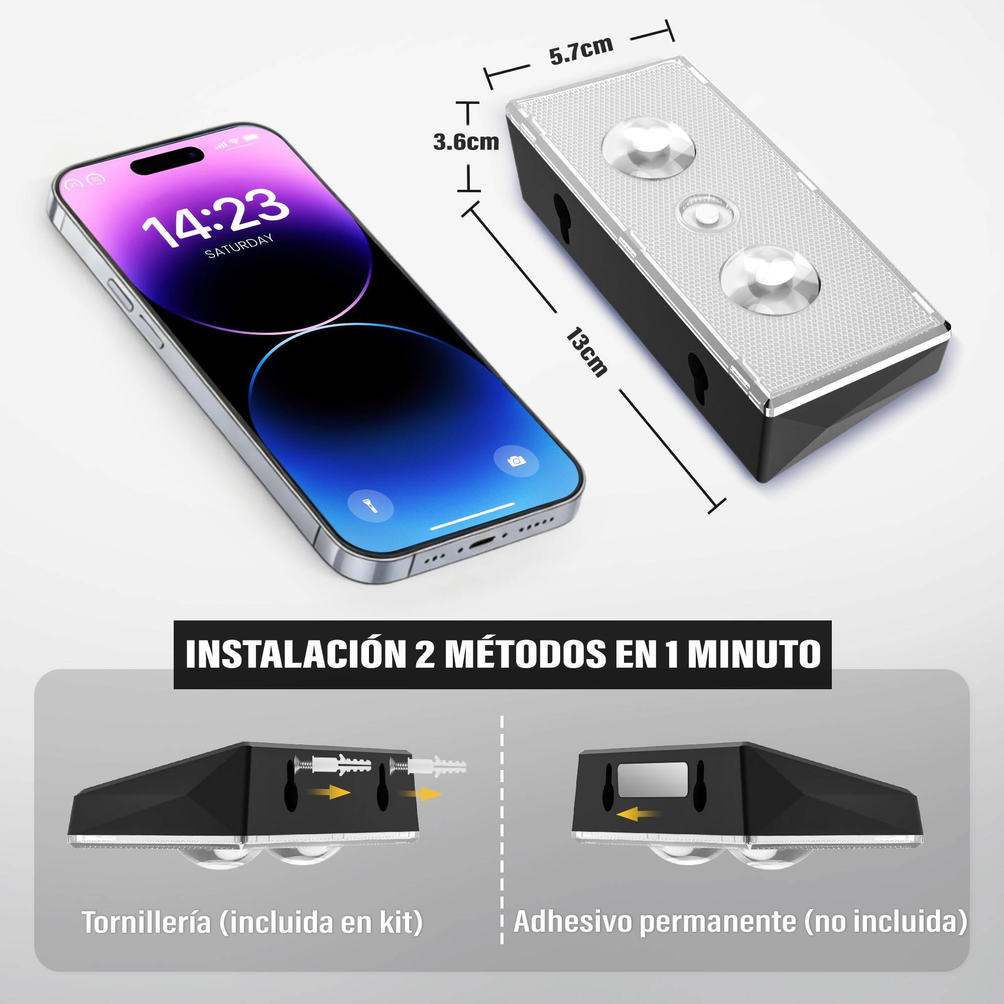 Aplique Pared Exterior - Paquete de 16 Luces Solares Impermeables con 3 Modos de Color y 10h Iluminación Automática, Luz Solar para Jardín, Terraza, Patio