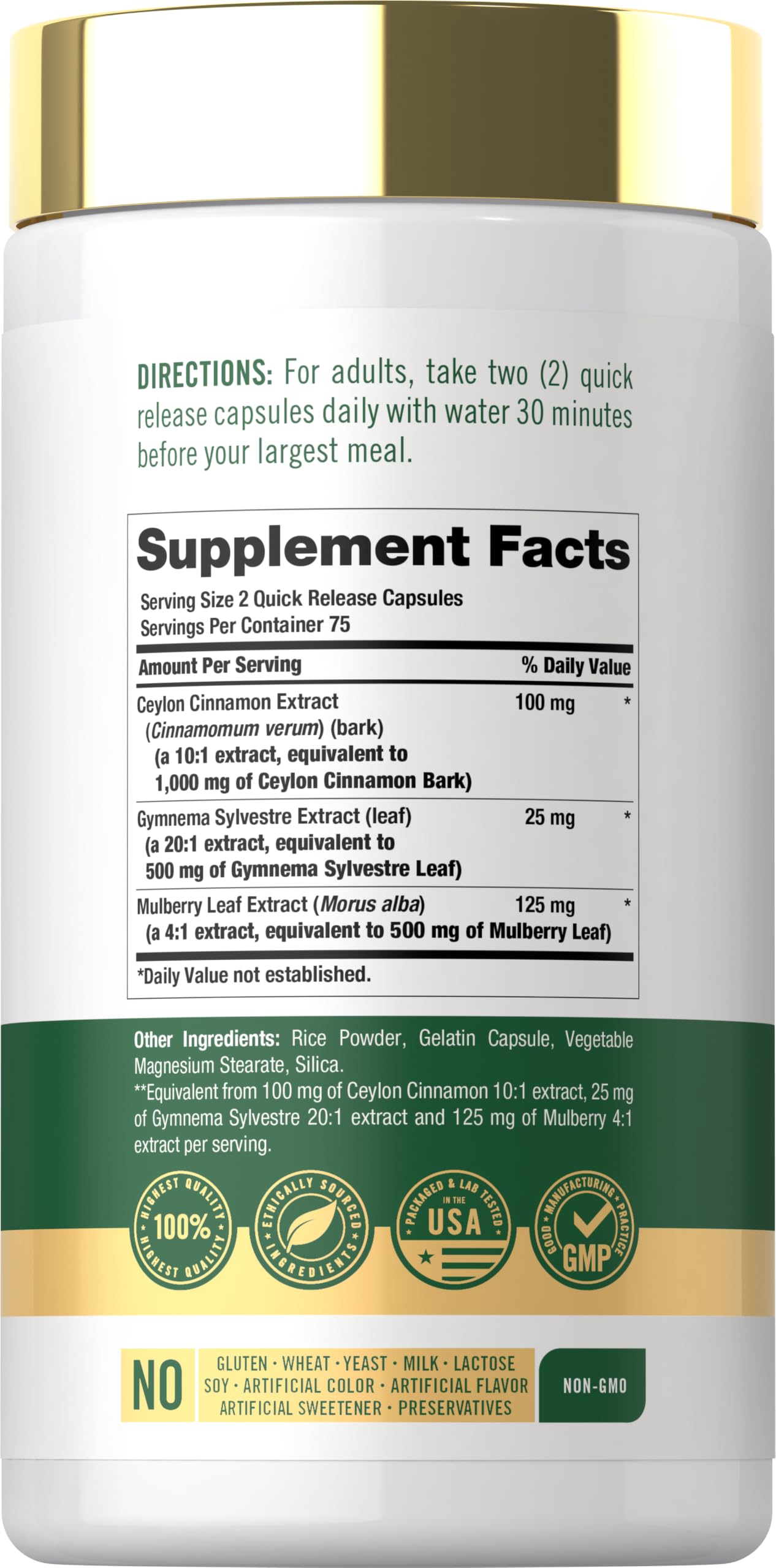 Carlyle Ceylon Cinnamon Complex with Gymnema and Mulberry | 150 Capsules — Amazon image 2