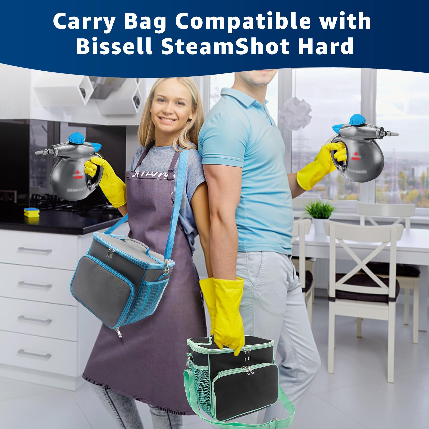 Bolsa de transporte para limpiador de vapor Bissell SteamShot 39N7V/39N7A, accesorios de limpiador de vapor de mano, compartimentos ajustables, bolsa de almacenamiento grande para accesorios bissell 7