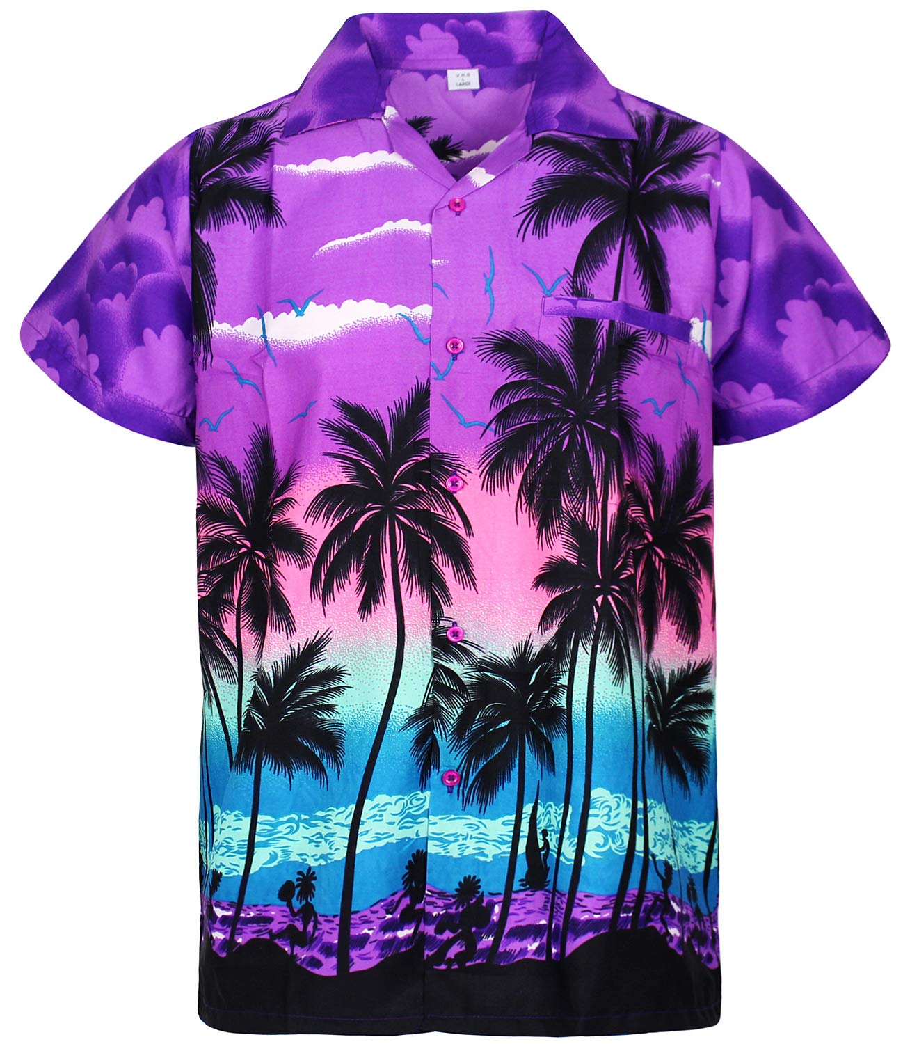 V.H.O. Funky Hawaiian Shirt, Shortsleeve, Beach, Purple, 3XL
