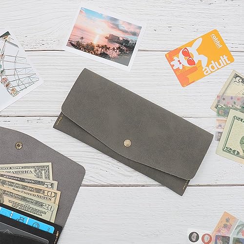 Miniatura 5 de Cartera tipo sobre de efectivo, sobres de efectivo negros para presupuestos, cartera de piel sintética, bolsas de dinero para presupuesto, cartera