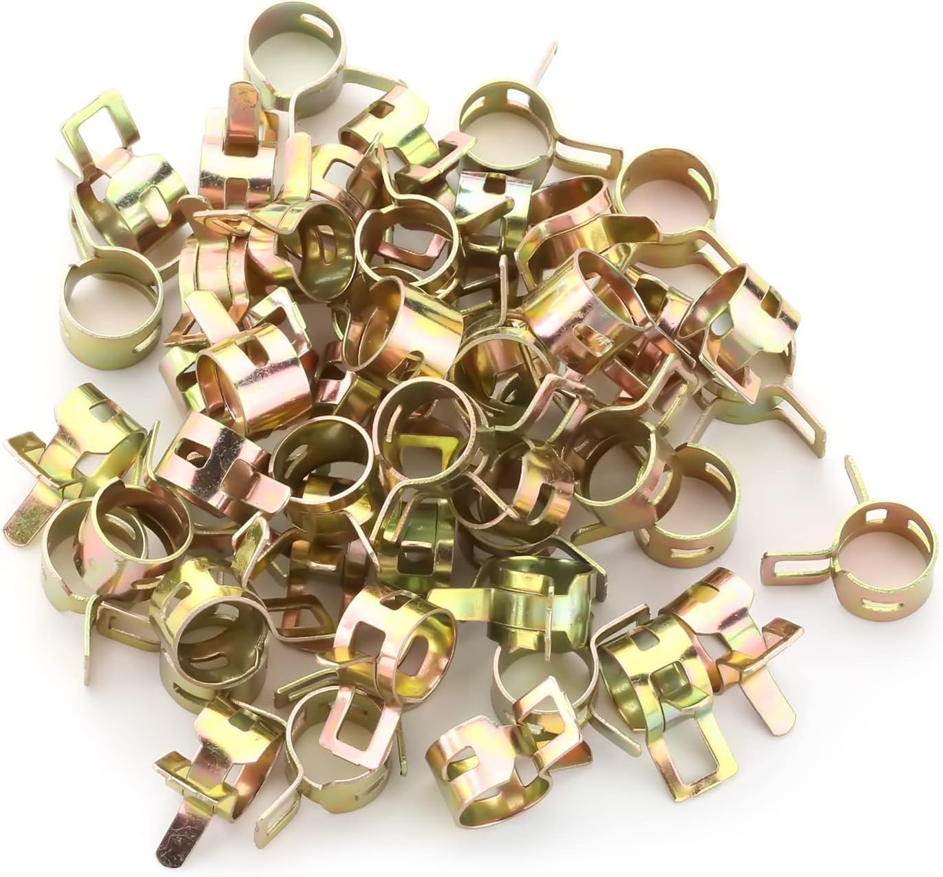 Fielect 0.71"/18mm ID Spring Band Type Action Hose Pipe Clamp Low Pressure Air Clip Clamp Fasteners Assortment Kit for Plumbing,Automotive and Mechanical,Yellow-zn Coated 250pcs