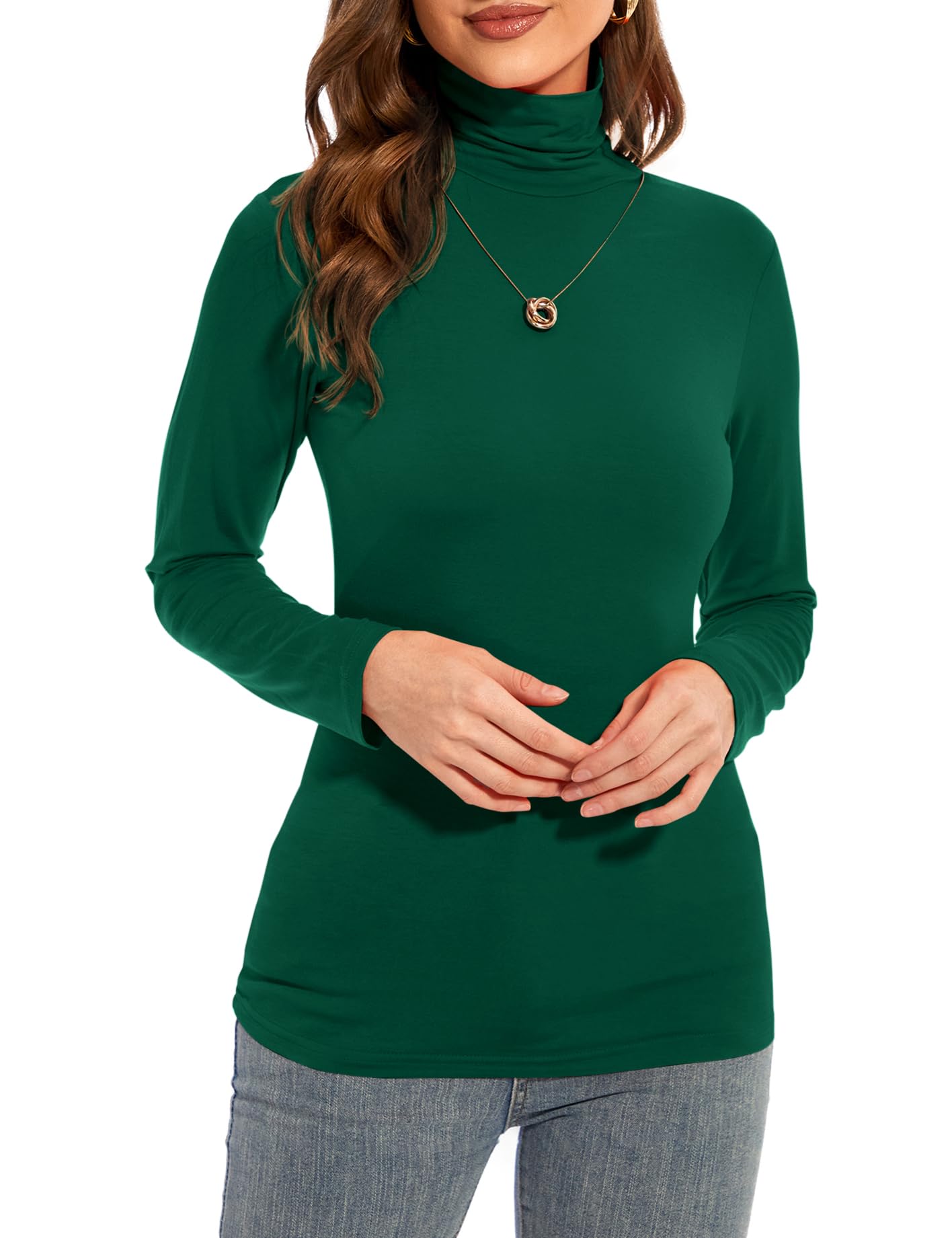 Womens Long Sleeve Turtleneck T-Shirts Casual Lightweight Slim Fit Cozy Base Layer Top