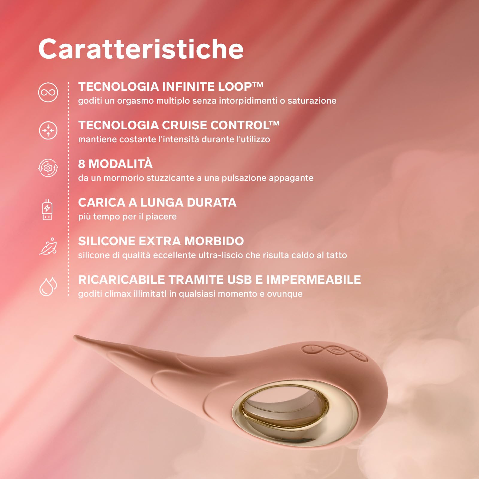 LELO DOT Cruise Vibratore Clitorideo ad Ottima Frequenza con Movimento Ellittico a 8, Vibratore per Donna a Punta con Tecnologia Cruise Control, Sex Toys per Donne, Peach Please