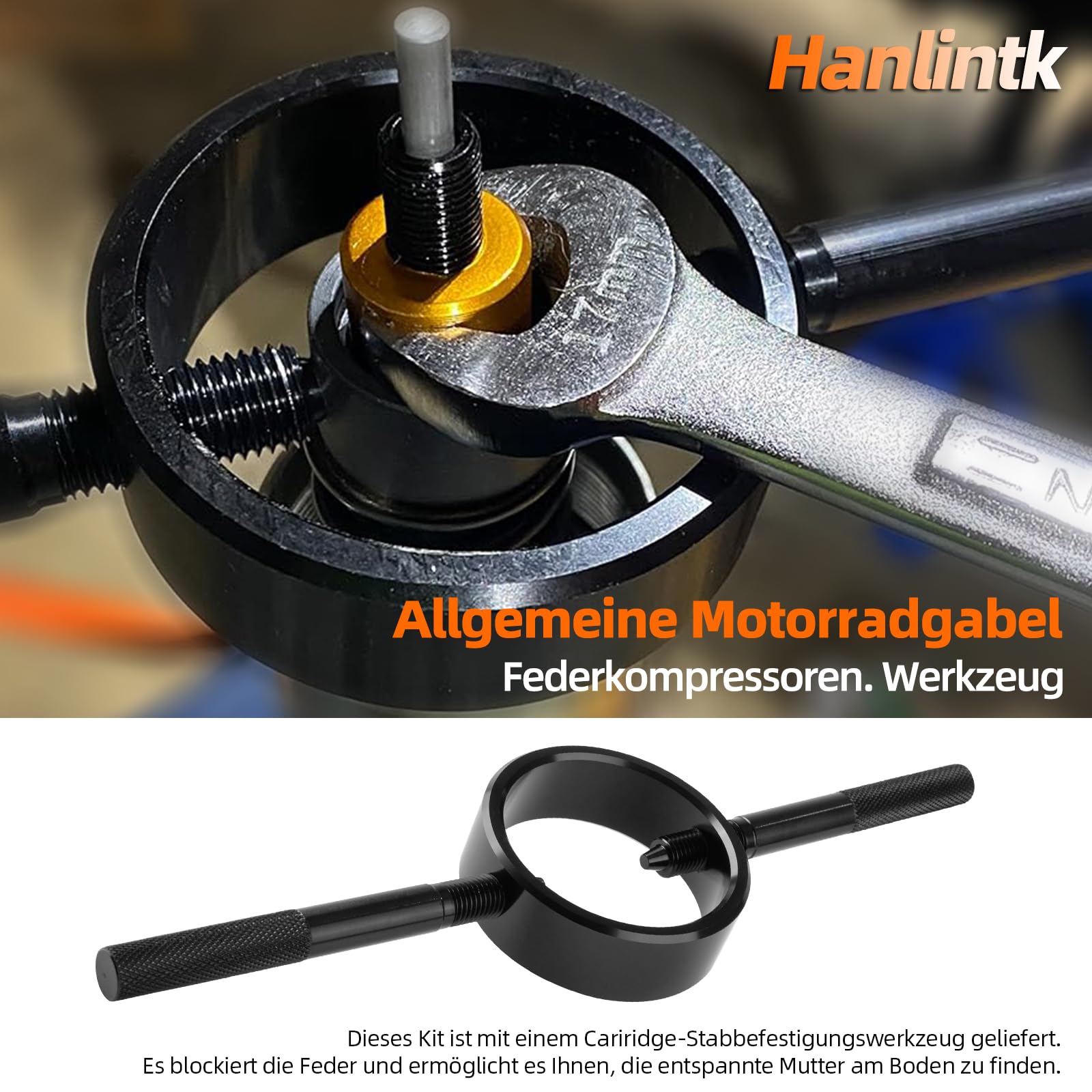 Kit di attrezzi a molla universale per forcella moto – alluminio (non graffi), distanziatore in acciaio, si adatta alla maggior parte delle forchette Upside-Down