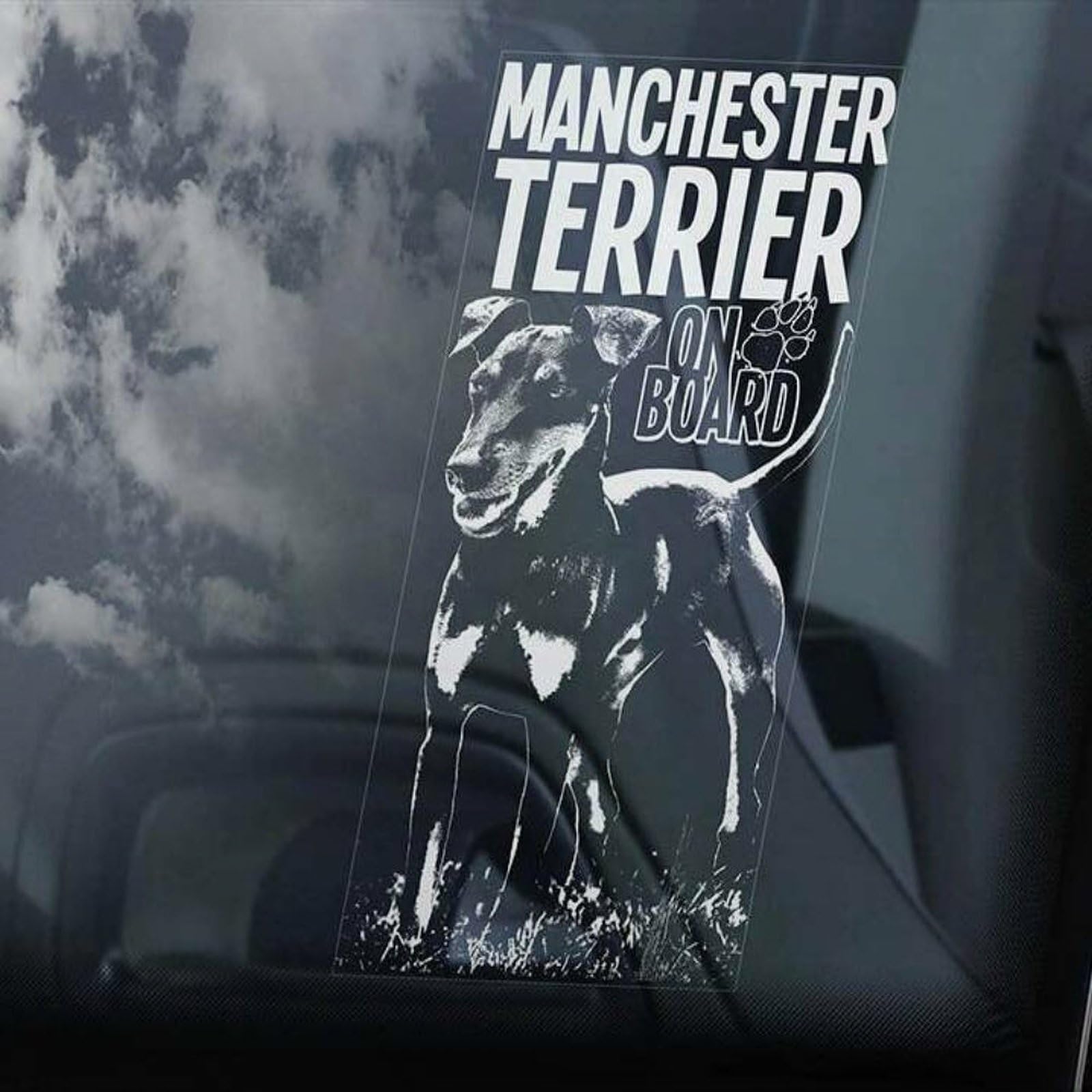 LMMIXEE Manchester Terrier on Board Car Window Sticker Manchester Terrier Dog Sign Decal Dog Mom Dad Vinyl Die Cut Decals Funny Dog Bumper Stickers Manchester Terrier Dog Owner Gift
