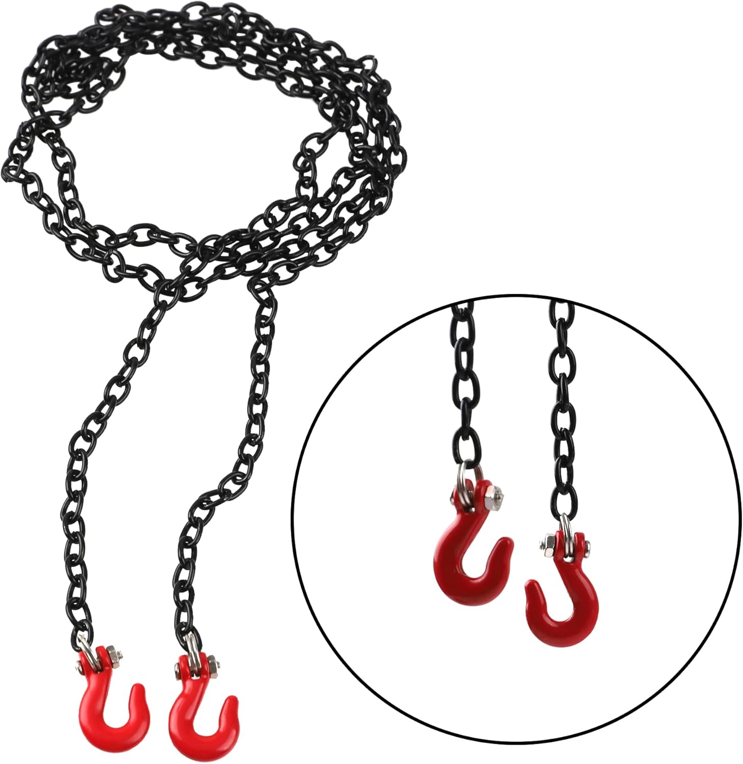 1/10 RC Decorations Accessories Mini Trailer Chain with Tow Hook & Metal Trailer Tow Hook Buckle Compatible with Traxxas TRX-4 Tamiya CC01 Axial SCX10 D90 Redcat HSP 1/10 RC Crawler Truck