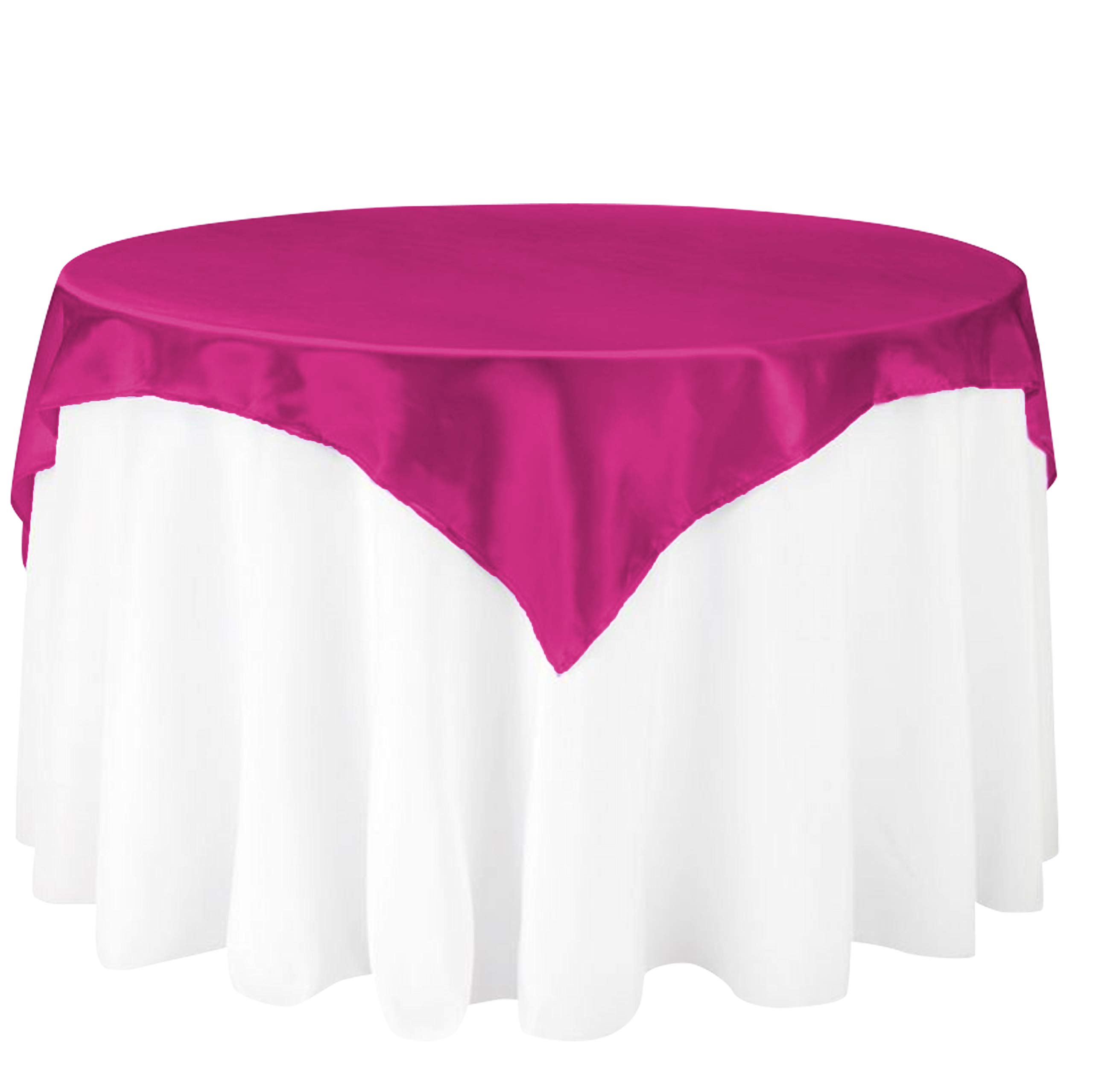 Nappe satinée fuchsia 152 cm drapé carré de table pour fête et banquet