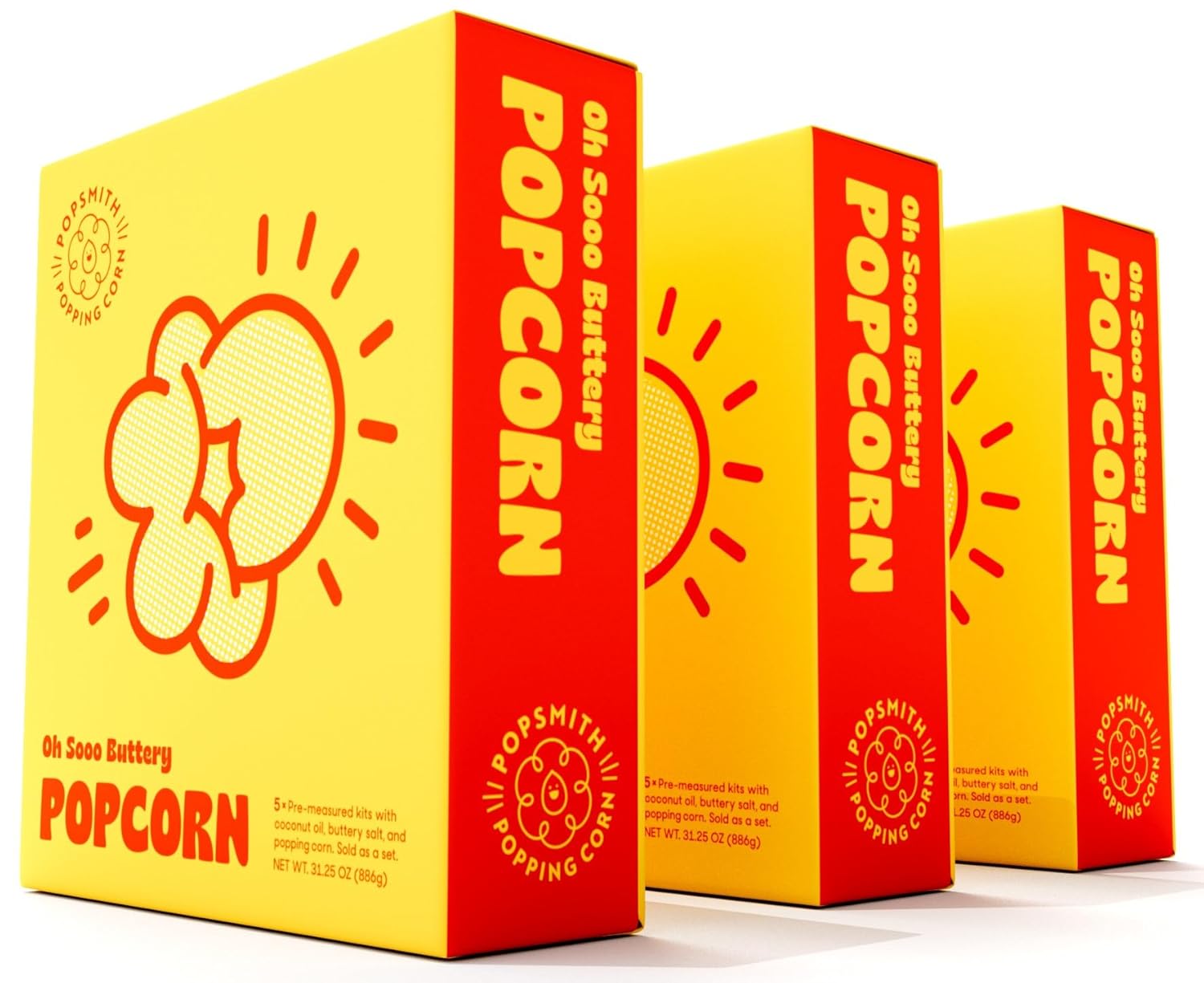 Popsmith Oh Sooo Buttery Pre-Measured Popcorn Kits - Pack of 15-4-oz Buttery Popcorn Kits with Butter Flavored Coconut Oil & Butter Popcorn Salt. Authentic Movie Theater Flavor