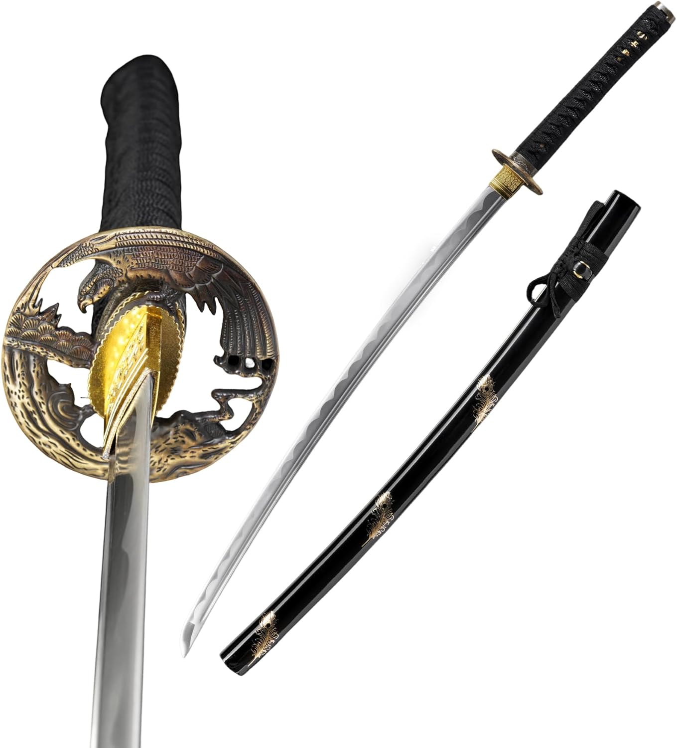 40.55 Inch Carbon Steel Katana - Full Tang Hand Forged Authentic Japanese Samurai Sword for Outdoor Sports, Martial Arts Training, Decoration, Collection & Gift