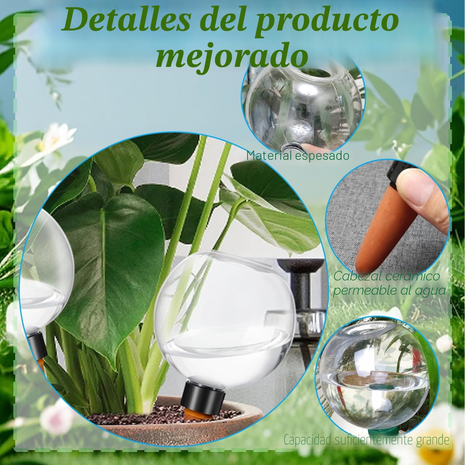 4 Pack Bolas de Riego para Plantas Transparente, Globos de Riego de Plantas, Autorriego Globos Bolas De Riego, Bola De Goteros De Riego Para Macetas Exterior Interior, 500ml