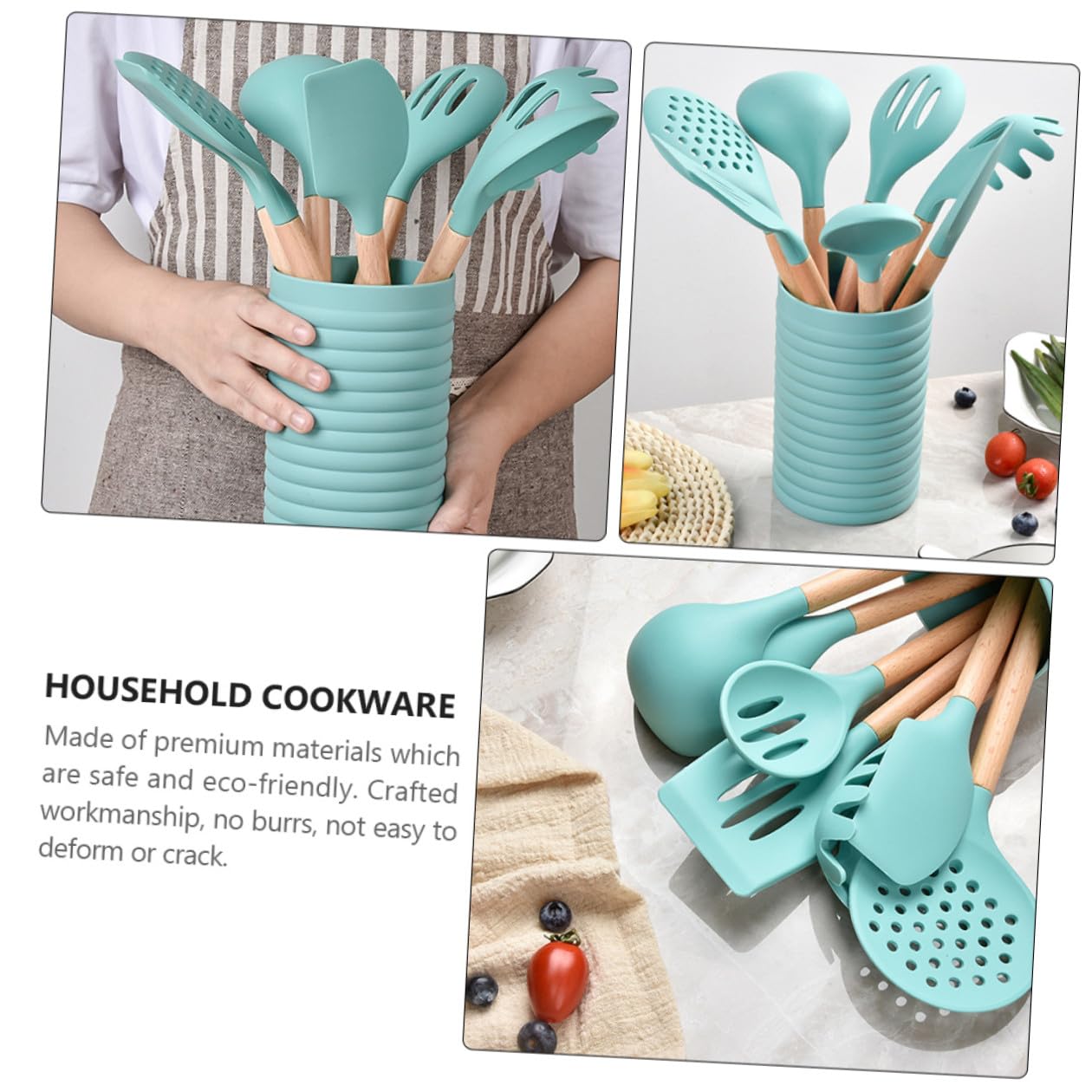 Cabilock Casseroles avec Manche Bois Ustensiles de Cuisine Accessoires Simples Ménagers