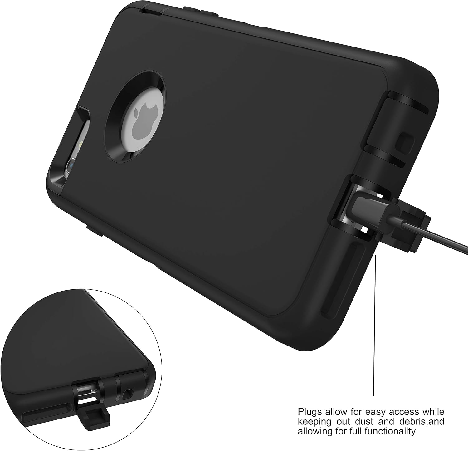 MXX Heavy Duty Defender Case Compatible with iPhone 6S/ iPhone 6 TPU and PC Case with 360 Degree Rotating Belt Clip (Black)