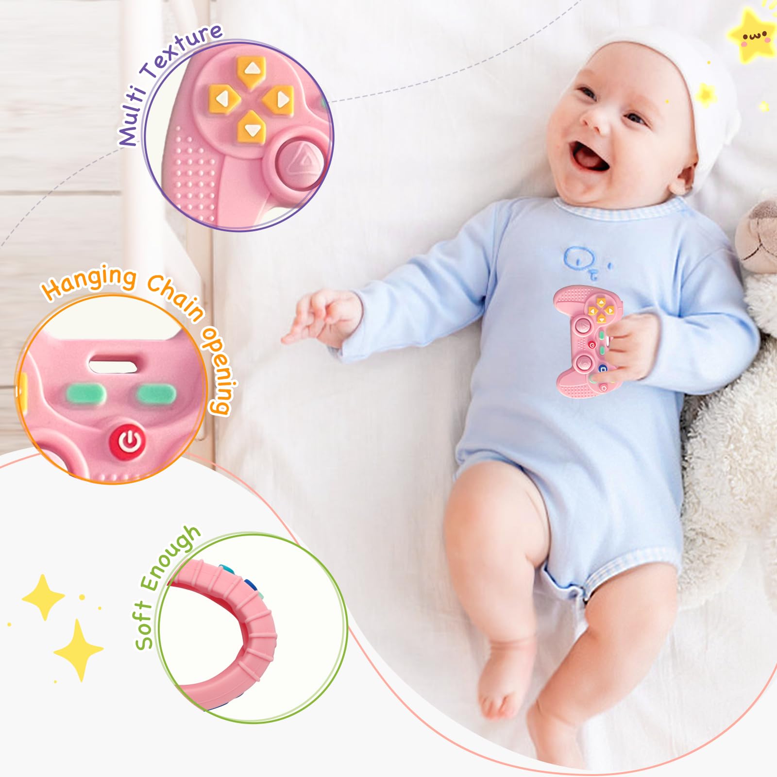 Silicone Teething Toys for Babies 0-6 Months, Teethers for Babies 6-12 Months - Image 2
