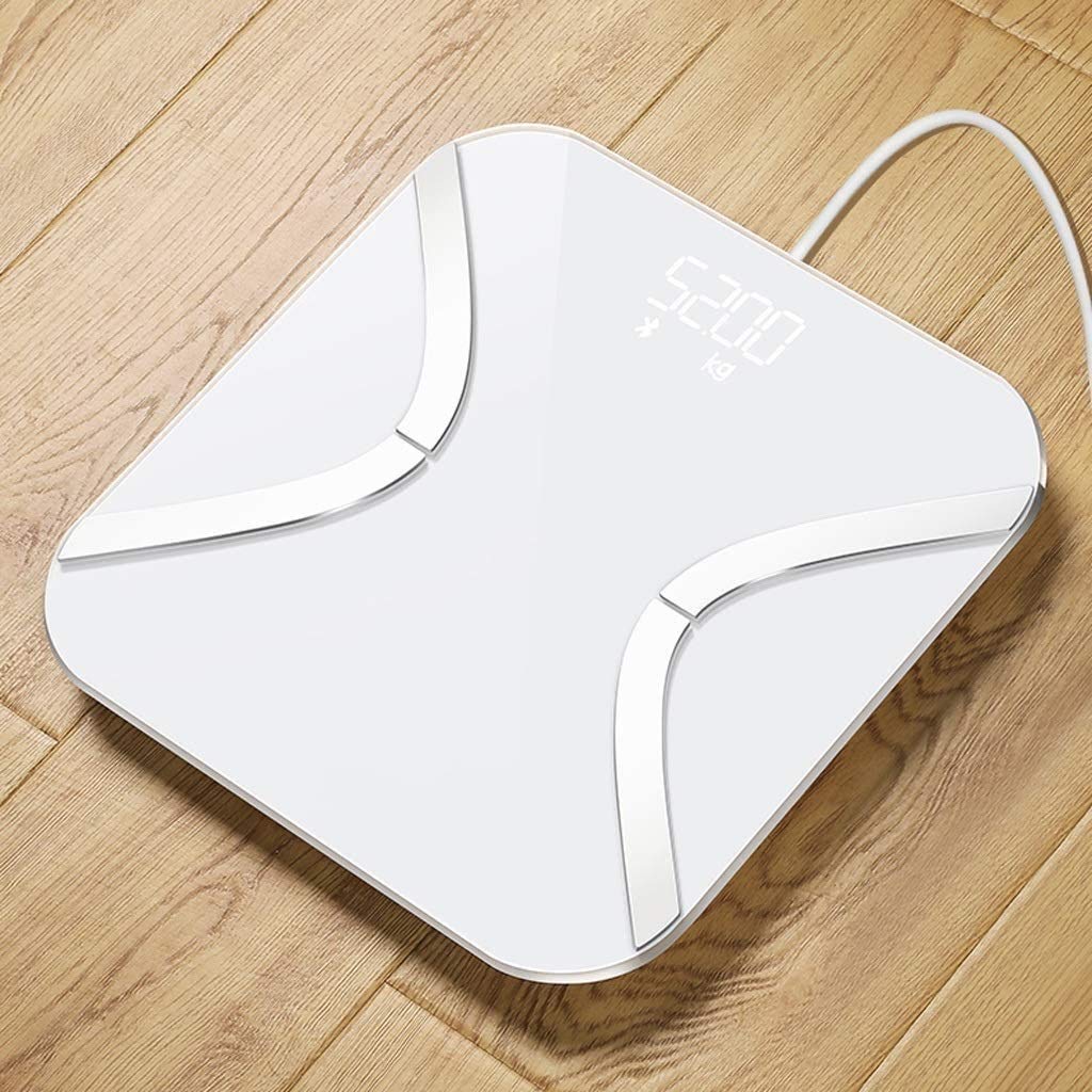 Bilancia Digitale Intelligente per Il Bagno con misurazione del Grasso corporeo, BMI, Wireless, analizzatore di Composizione con sincronizzazione Tramite App per Smartphone, 300 libbre - Bianco