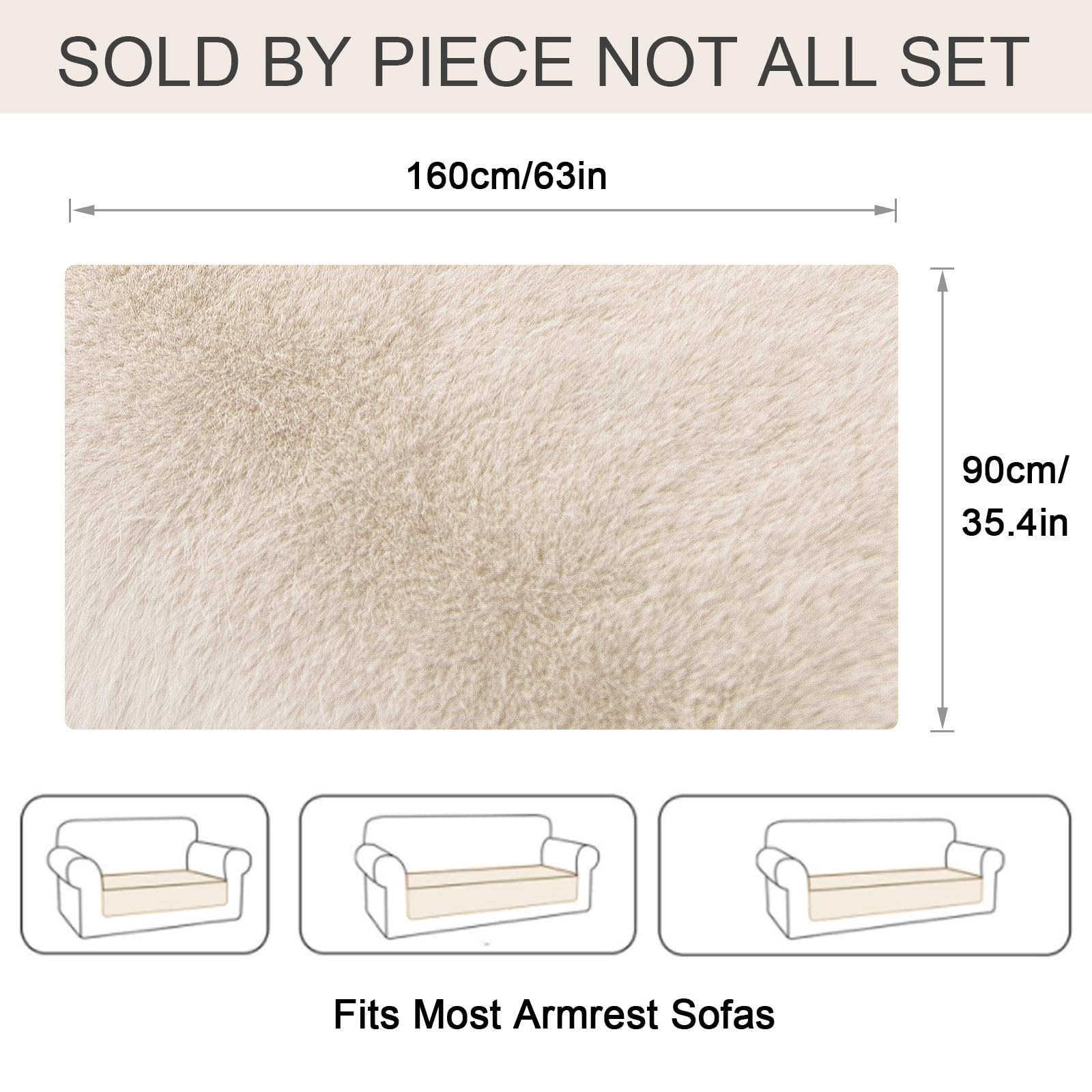 ShowyLive Soft Velvet Sofa Cover 1 2 3 4 Seater Non-Slip Couch Sofa Slipcovers Sofa Cushion Covers Sofa Protectors from Pets/Kids/Dogs (Beige - Image 2