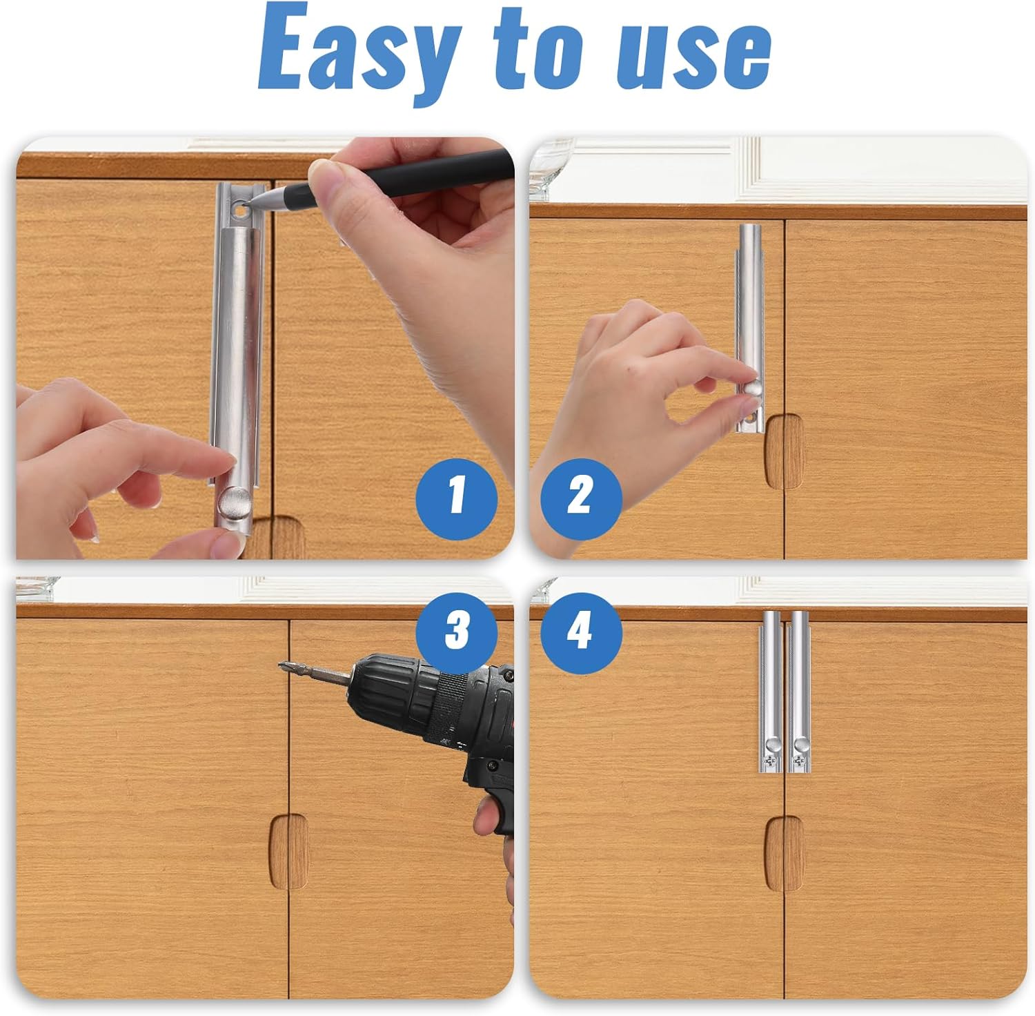 Surface Bolt 4 Inch Heavy Duty Concealed Slide Door Latch Solid Brass Slide Bolts Latch for Windows Cabinet Wooden Fence Yard Silver