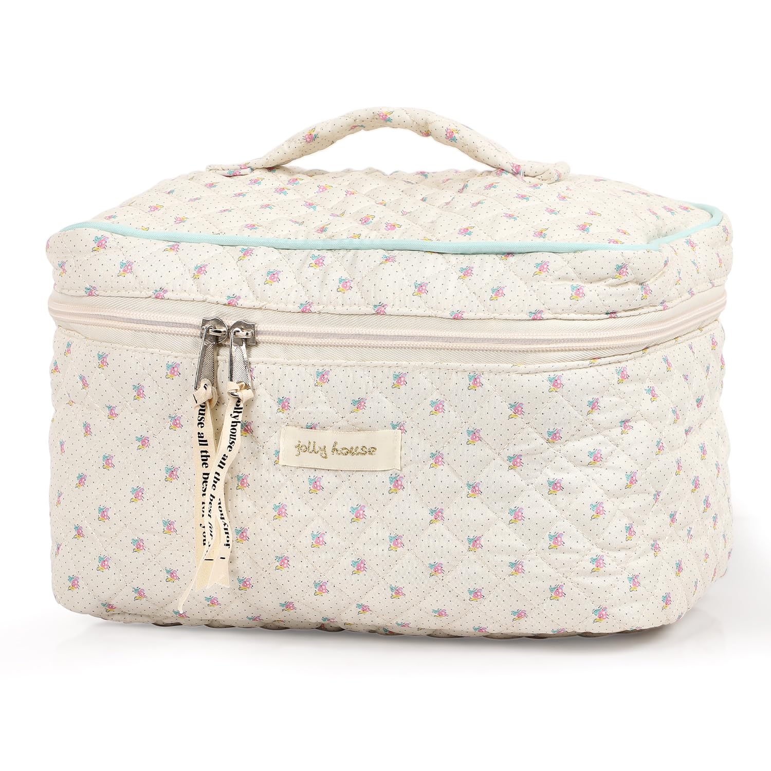 Sightor Cotton Makeup Bag, Quilted Cosmetic Bag with