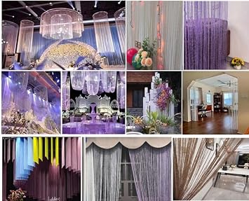ave split Decorative Door String Curtain Wall Panel Fringe Window Room Divider Blind Divider Tassel Screen Home 100x200centimete (Light Purple18)