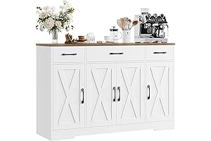 HOSTACK 55" Farmhouse Kitchen Buffet Cabinet with Storage