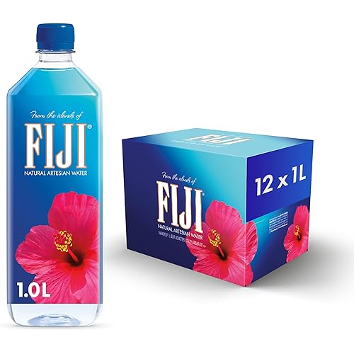 FIJI Natural Artesian Bottled Water 1 Liter / 33.8 Fl Ounce (Pack of 12) - 100% Natural Electrolytes