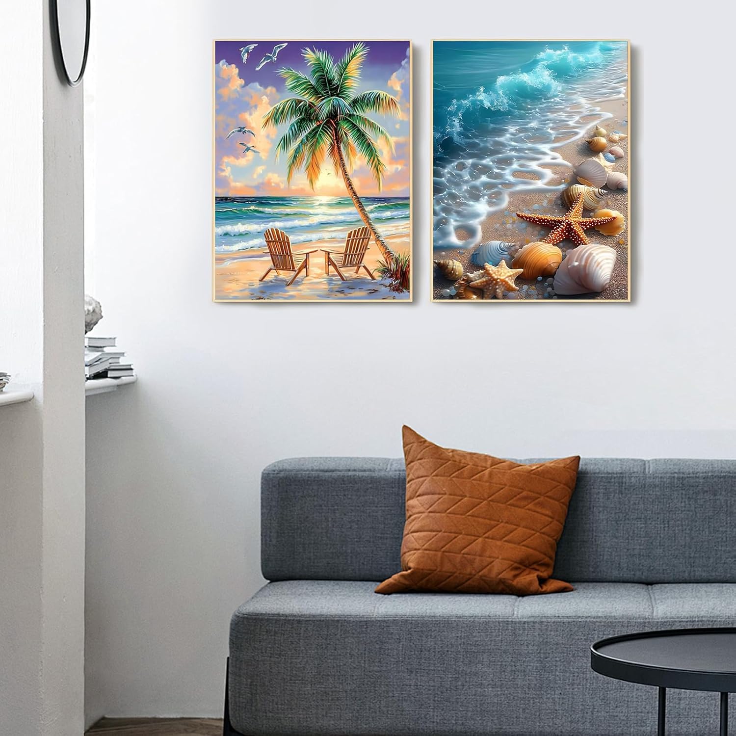 Ycydilirab 4 Pack Framed Paint by Numbers-Landscape Paint by Number Adult,Seaside Scenery Paint by Numbers Framed Canvas with Wooden Easel for Home Wall Decor (8x12 inch)