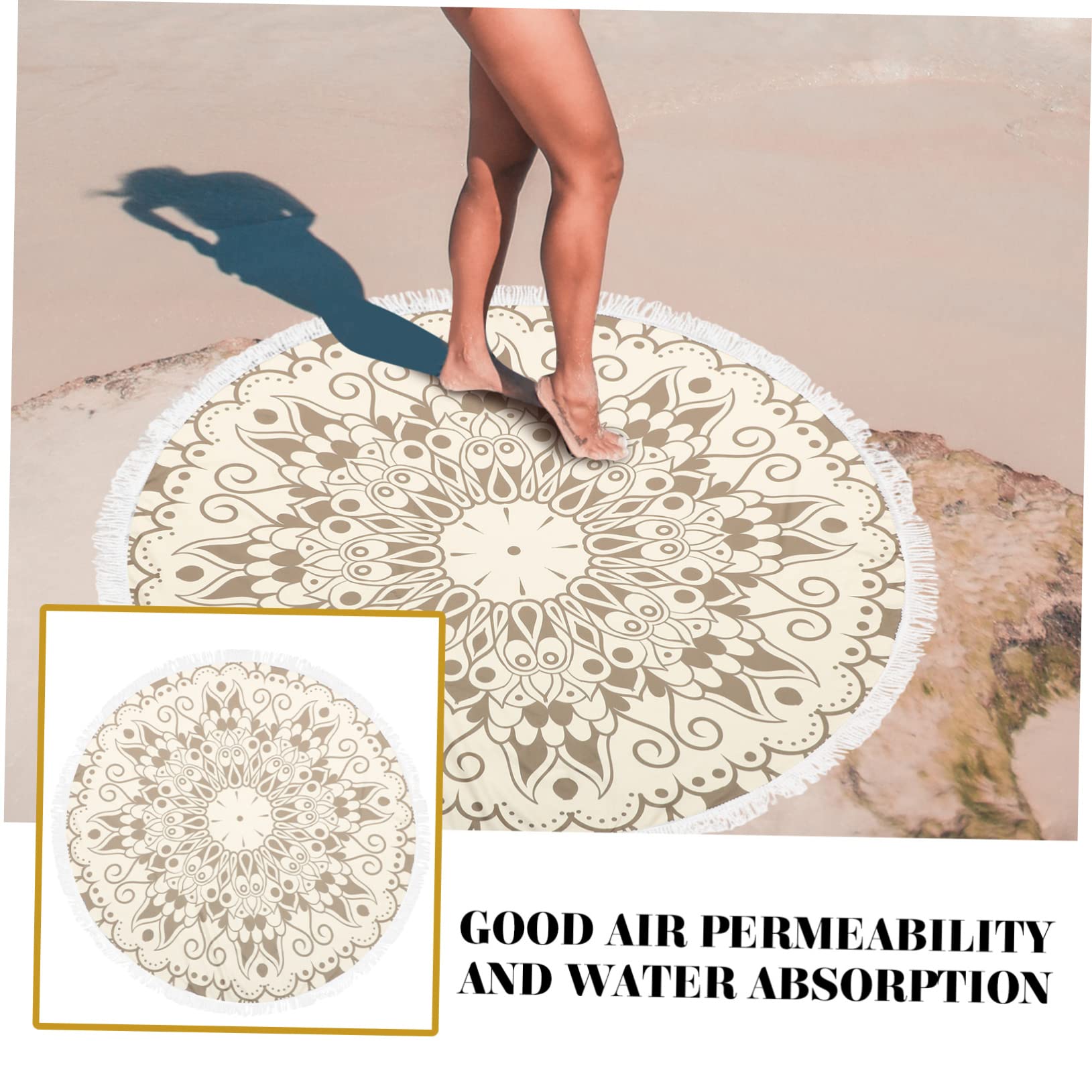 Alipis Toalla de Playa Redonda Multifuncional con Mandala y Flecos Toalla de Baño de Microfibra para Playa Piscina y Rápido Secado y Decorativa